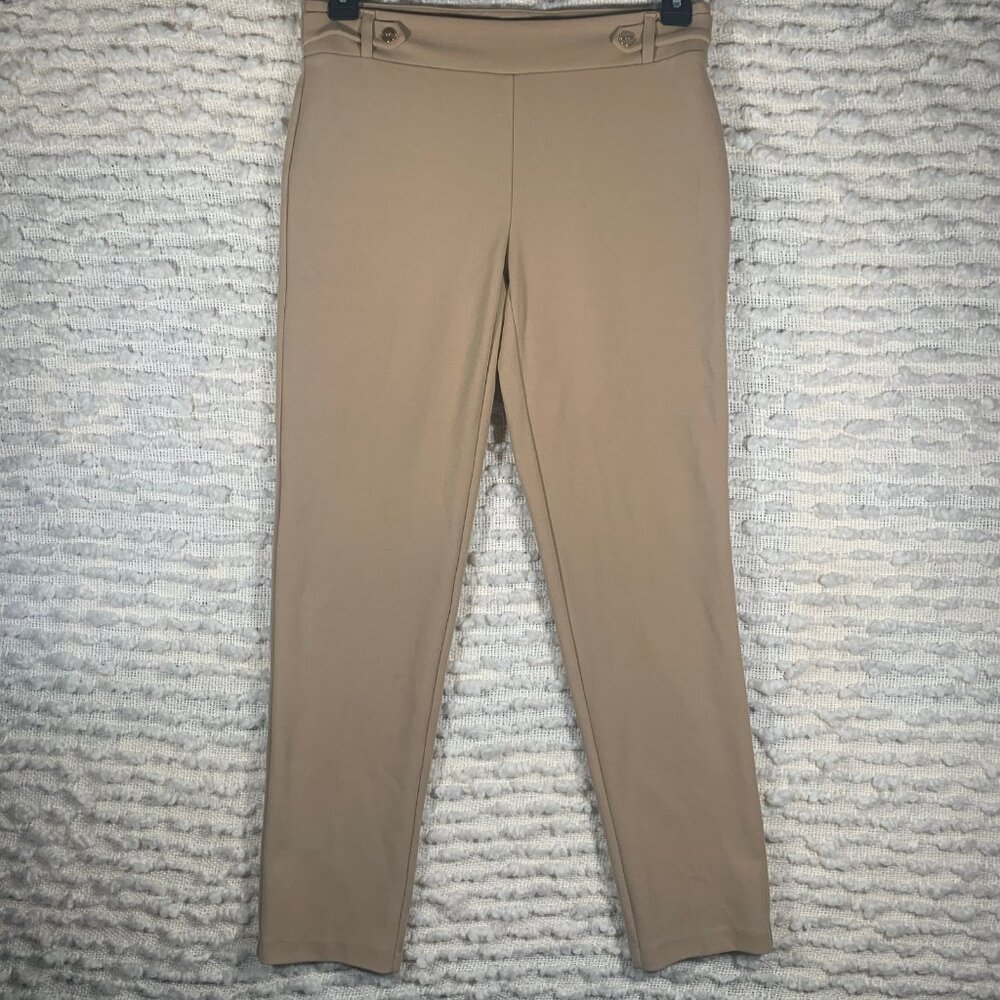 NYCC WOMENS 6 PANTS TAN MID RISE PULL ON SLACKS CAREER OFFICE PROFESSIONAL